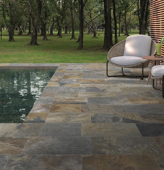 Carrelage Effet Pierre de Bali Foncé